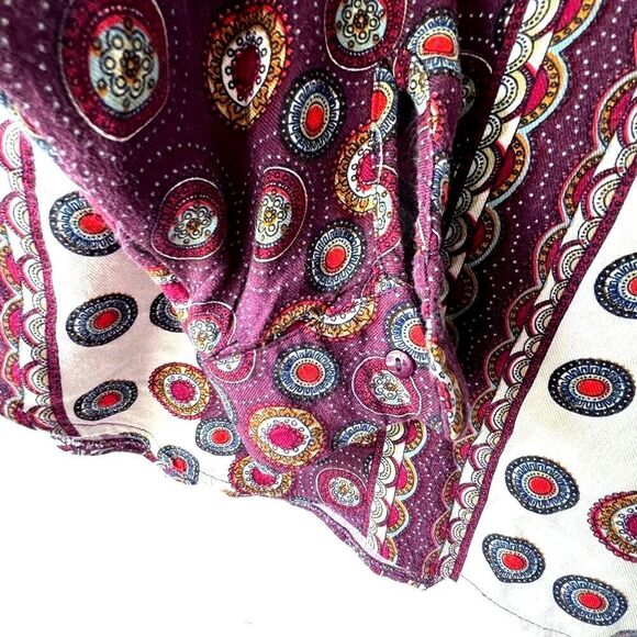 NATURA anthropology Womens Blouse print boho chic Long sleeve viscose S - Picture 9 of 16